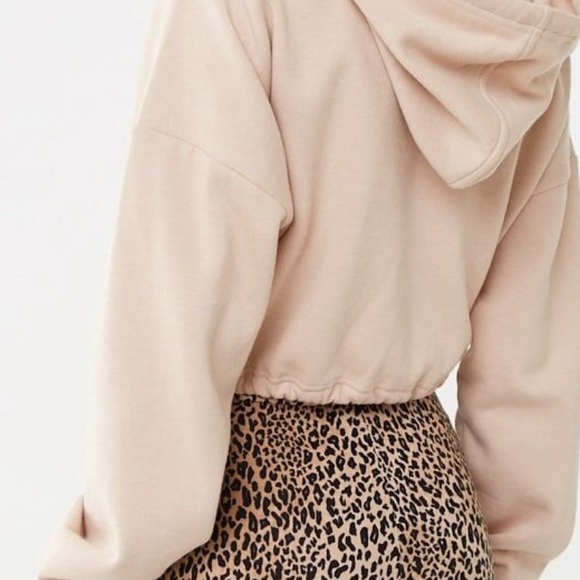 Forever 21 Women's Striped Trim Cropped Hoodie - Picture 3 of 3